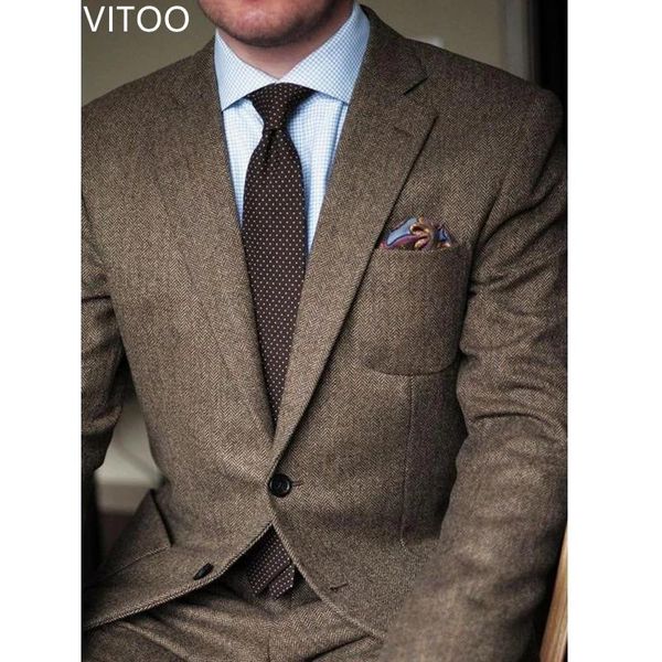 men's suits & blazers 2 piece brown herringbone tweed casual men for winter wedding groomsmen tuxedo male set jacket with pants fashion, White;black
men's suits & blazers 2 piece brown herringbone tweed casual men for winter wedding groomsmen tuxedo male set jacket with pants fashion, White;black