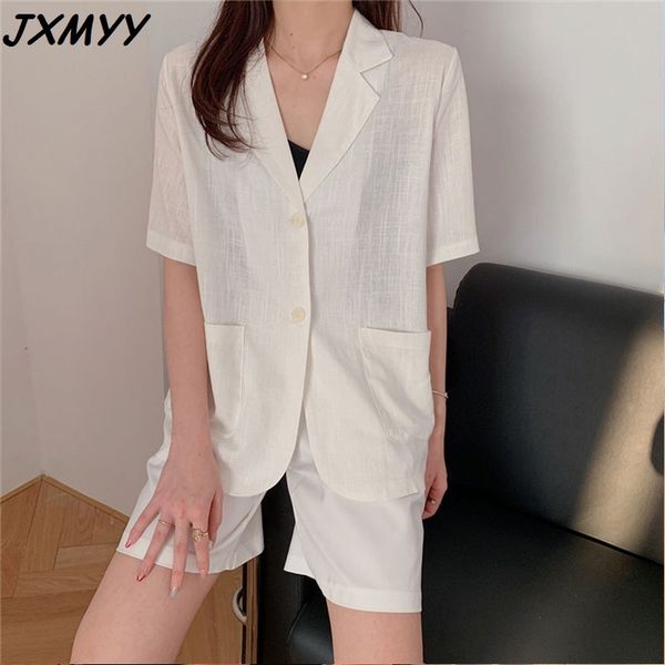 casual small suit jacket women's fashion early spring new korean style sleeve thin blouse women jxmyy 210412, White;black