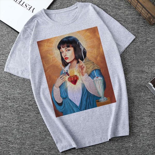 Summer And Women Harajuku Retro Mens T Shirt Funny Pulp Fiction Spoof Virgin Mary Mia Wallace Korean Style Streetwear, White;black
Summer And Women Harajuku Retro Mens T Shirt Funny Pulp Fiction Spoof Virgin Mary Mia Wallace Korean Style Streetwear, White;black