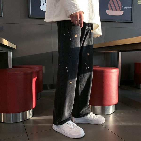 men's pants straight long trousers all-match students fashion streetwear ulzzang jeans kpop clothes jogger for men painted, Black
men's pants straight long trousers all-match students fashion streetwear ulzzang jeans kpop clothes jogger for men painted, Black