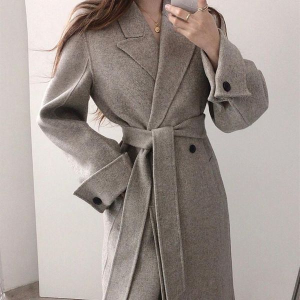 women's wool & blends classic solid woolen coat gentle loose lace long jacket turndown collar ol winter, Black
women's wool & blends classic solid woolen coat gentle loose lace long jacket turndown collar ol winter, Black