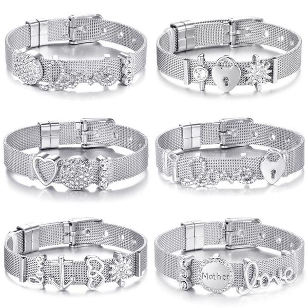 link, chain octbyna stainless steel bracelet mesh heart anchor crystal adjustable diy charm brand bangle for women jewelry, Black
link, chain octbyna stainless steel bracelet mesh heart anchor crystal adjustable diy charm brand bangle for women jewelry, Black