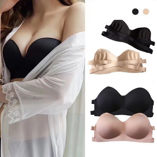 women seamless invisible bras cup brassiere underwear bra lingerie wire up half push female strapless, Red;black
women seamless invisible bras cup brassiere underwear bra lingerie wire up half push female strapless, Red;black