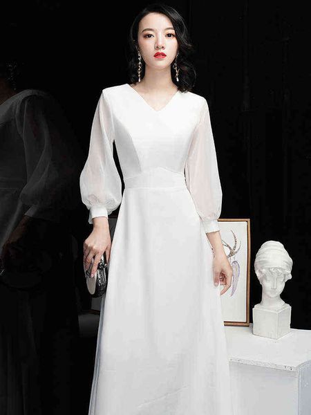 luxury street style dresses light wedding female 2021 white long sleev simple and elegant temperament can be worn by the banquet host at ord, Black;pink
luxury street style dresses light wedding female 2021 white long sleev simple and elegant temperament can be worn by the banquet host at ord, Black;pink