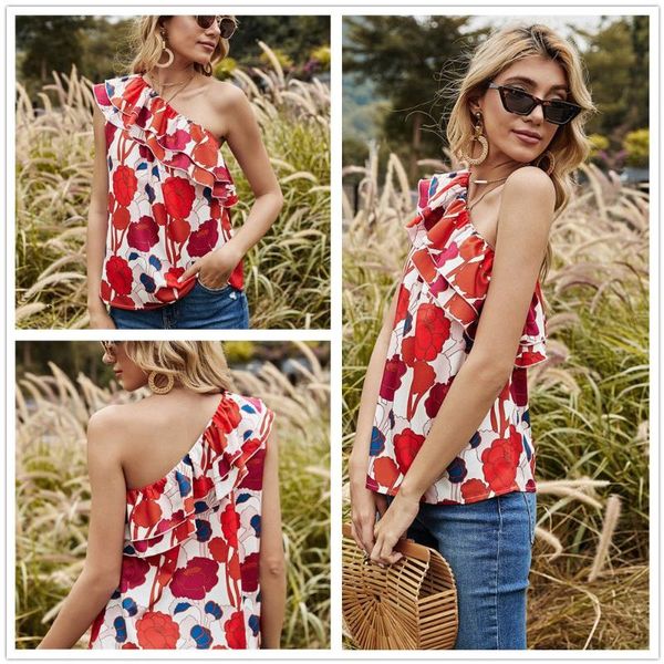 women's clothing tube slash neck oblique shoulder backless printing ruffle vest 2021 summer style t-shirt, White
women's clothing tube slash neck oblique shoulder backless printing ruffle vest 2021 summer style t-shirt, White
