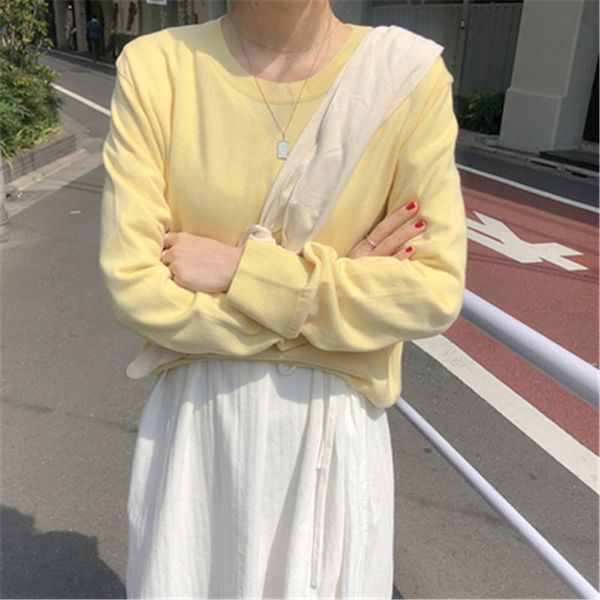 women's sweaters ins korean candy color loose basic knitted pullover o-neck long-sleeved casual lady t-shirt for spring autumn 2021, White;black
women's sweaters ins korean candy color loose basic knitted pullover o-neck long-sleeved casual lady t-shirt for spring autumn 2021, White;black