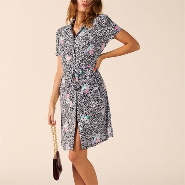 summer women's dress casual flower print belt decoration vestidos 210430, Black;gray
summer women's dress casual flower print belt decoration vestidos 210430, Black;gray