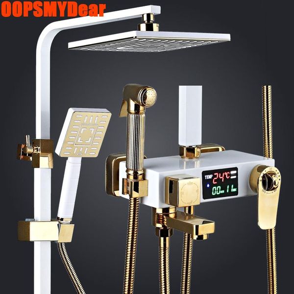 digital shower set bathroom cold mixer system wall mount smart led bath faucet square head thermostatic rain sets
digital shower set bathroom cold mixer system wall mount smart led bath faucet square head thermostatic rain sets