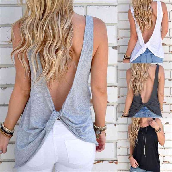loose sleeveless women tanks backless shirt knotted vest open back blouse female t-shirt cotton for, White
loose sleeveless women tanks backless shirt knotted vest open back blouse female t-shirt cotton for, White