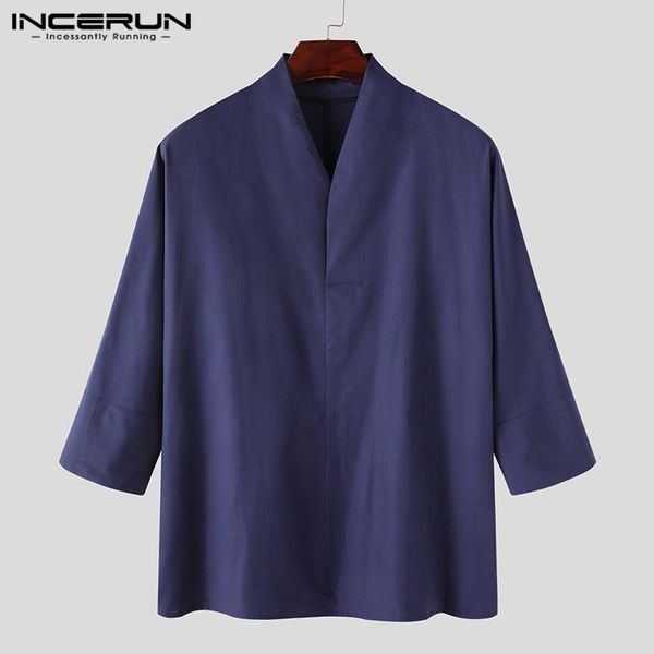 vintage men shirt solid v neck 3/4 sleeve spring chinese style leisure shirts retro casual camisa masculina streetwear men's, White;black
vintage men shirt solid v neck 3/4 sleeve spring chinese style leisure shirts retro casual camisa masculina streetwear men's, White;black