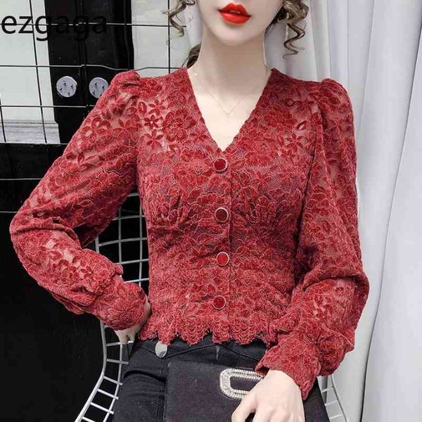 ezgaga lace patchwork shirts women v-neck long sleeve single breasted slim ladies crop fashion blouse elegant 210430, White
ezgaga lace patchwork shirts women v-neck long sleeve single breasted slim ladies crop fashion blouse elegant 210430, White
