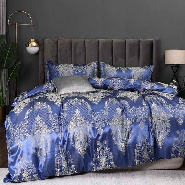 bedding sets set luxury 2/3 pcs king size bedclothes blue color jacquard duvet cover jogo de cama satin polyester bed
bedding sets set luxury 2/3 pcs king size bedclothes blue color jacquard duvet cover jogo de cama satin polyester bed