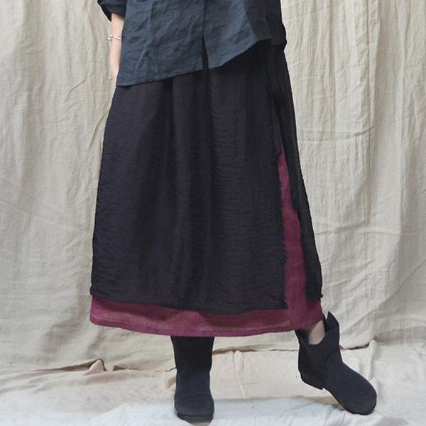 johnature women patchwork color skirts ramie belt 2021 summer a-line female vintage, Black
johnature women patchwork color skirts ramie belt 2021 summer a-line female vintage, Black