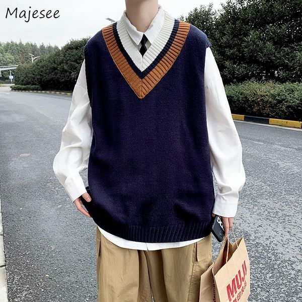 men's vests patchwork sweater vest men all-match vintage fashion loose casual chic korean style handsome fall v-neck streetwear simple, Black;white
men's vests patchwork sweater vest men all-match vintage fashion loose casual chic korean style handsome fall v-neck streetwear simple, Black;white