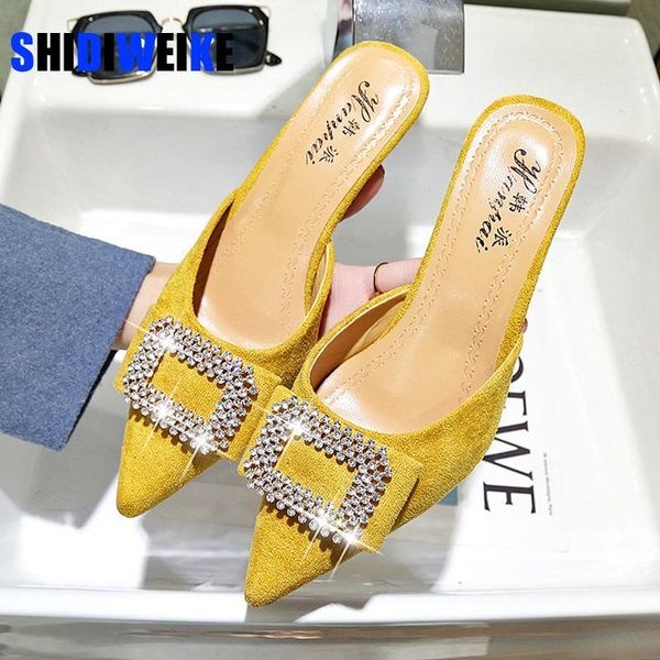 women summer high heels mules slippers ladies pointed toe strange style crystal outside shoes flock woman fashion footwear ac666, Black
women summer high heels mules slippers ladies pointed toe strange style crystal outside shoes flock woman fashion footwear ac666, Black