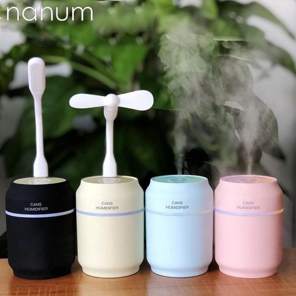 car air freshener can humidifier 3 in 1 ultrasonic purifier usb fan portable with led light office home mist maker