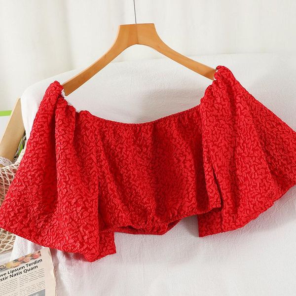 women's blouses & shirts black/white/red slash neck short blouse women summer puff sleeve casual party shirt female elegant 2021 b
women's blouses & shirts black/white/red slash neck short blouse women summer puff sleeve casual party shirt female elegant 2021 b
