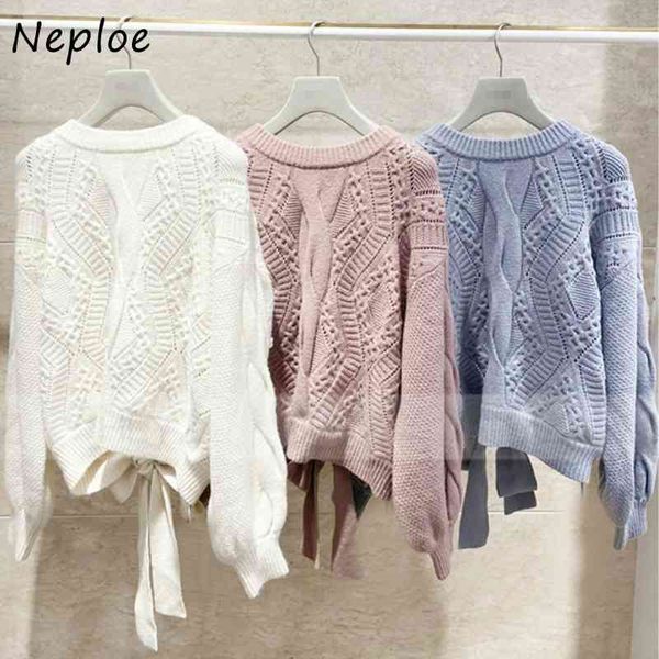neploe chic back drawstring twist patchwork sweaters autumn winter solid color fresh sweet o-neck knitted pullovers 210423, White;black
neploe chic back drawstring twist patchwork sweaters autumn winter solid color fresh sweet o-neck knitted pullovers 210423, White;black