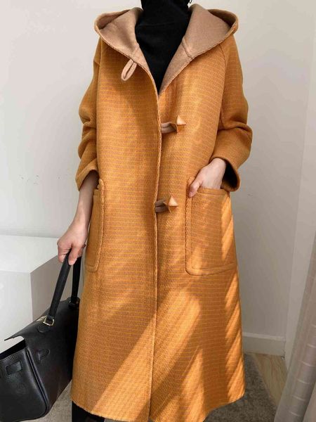 women's wool & blends long coat of wool with fashion hood autumn/winter 2021, Black
women's wool & blends long coat of wool with fashion hood autumn/winter 2021, Black