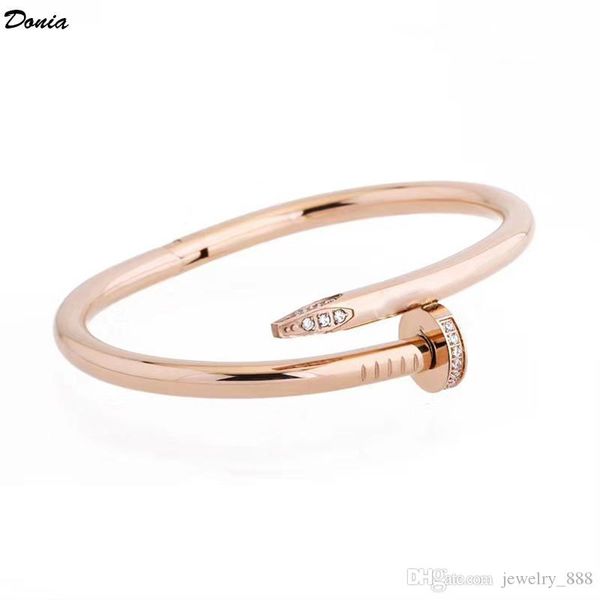 donia jewelry party european and american fashion nails two micro-inlaid zircon titanium steel men's bracelet designer titanium steel b, Black 
donia jewelry party european and american fashion nails two micro-inlaid zircon titanium steel men's bracelet designer titanium steel b, Black