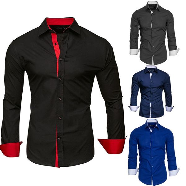 men's shirt solid colored patchwork long sleeve wedding slim stylish contemporary business professional classic collar royal blue whit, White;black
men's shirt solid colored patchwork long sleeve wedding slim stylish contemporary business professional classic collar royal blue whit, White;black
