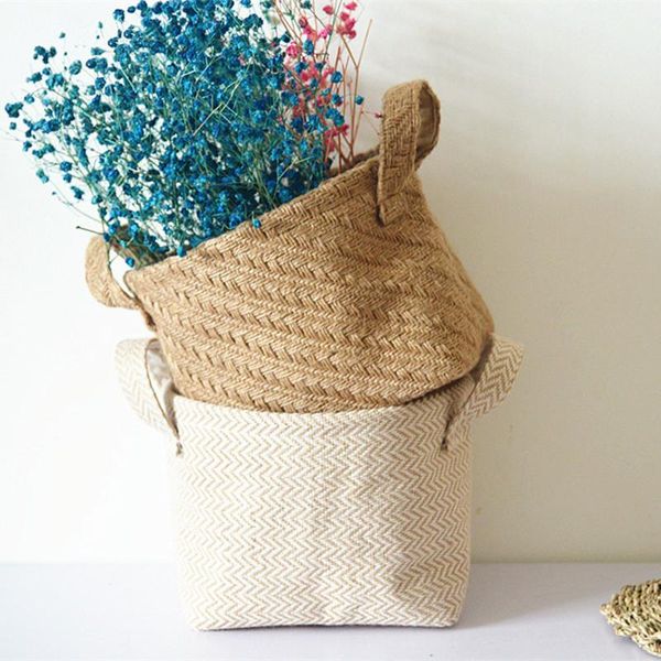 storage baskets woven linen basket with handles handmade flower pot folding laundry weaving sundries organizer cosmetic container
storage baskets woven linen basket with handles handmade flower pot folding laundry weaving sundries organizer cosmetic container