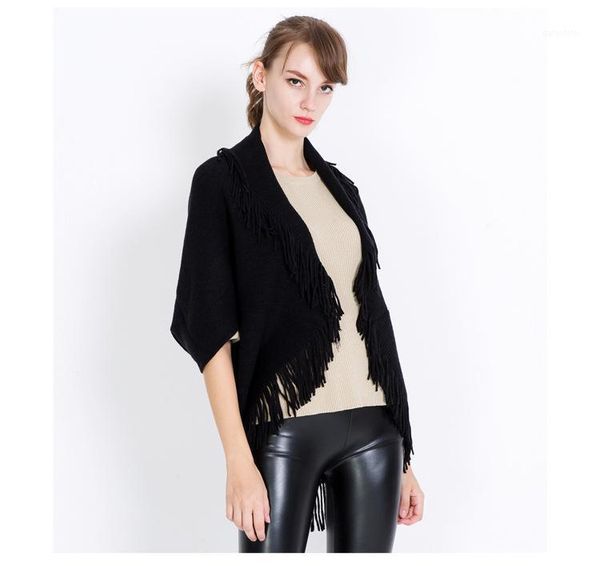 women's knits & tees autumn/spring black batwing sleeve sweater coat knit stylish tassel fashion cardigan cape, White
women's knits & tees autumn/spring black batwing sleeve sweater coat knit stylish tassel fashion cardigan cape, White