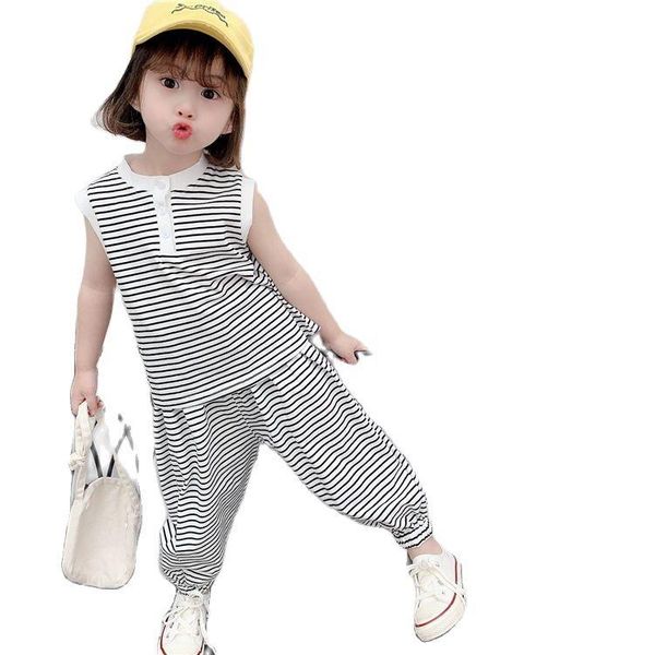 clothing sets children's girls summer suit 2021 western style two-piece sleeveless baby clothes p4599, White
clothing sets children's girls summer suit 2021 western style two-piece sleeveless baby clothes p4599, White