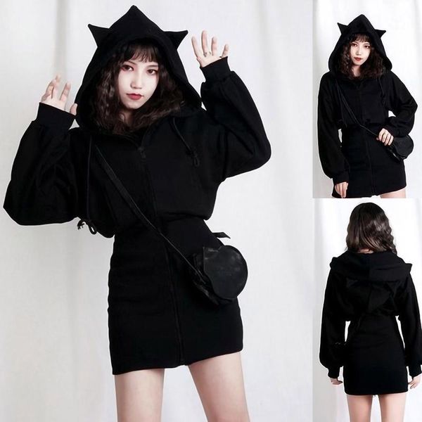 casual dresses women lovely cat ear hoodies solid color zipper bag hip dress pocket ladies black long sleeve cute sweatshirt loose, Black;gray
casual dresses women lovely cat ear hoodies solid color zipper bag hip dress pocket ladies black long sleeve cute sweatshirt loose, Black;gray