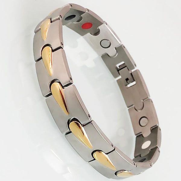 link, chain men's quality stainless steel bracelet masuline health care 4 in 1 therapy magnetic wristband homme golden armband jewelry, Black
link, chain men's quality stainless steel bracelet masuline health care 4 in 1 therapy magnetic wristband homme golden armband jewelry, Black
