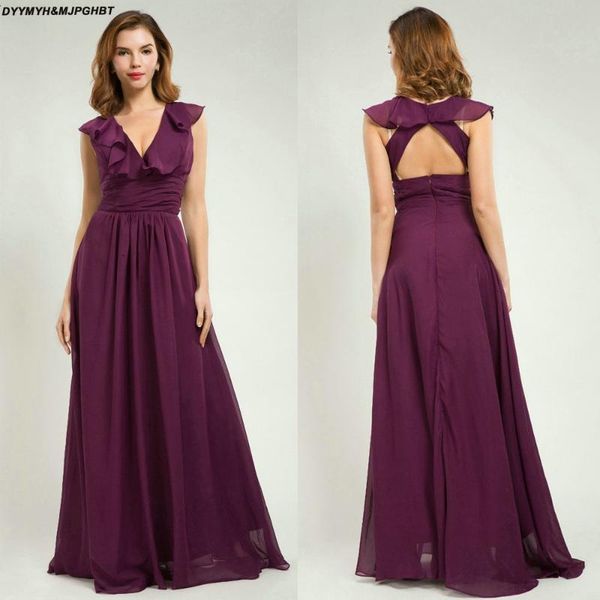 party dresses elegant long chiffon prom v neck open back purple gowns, White;black
party dresses elegant long chiffon prom v neck open back purple gowns, White;black