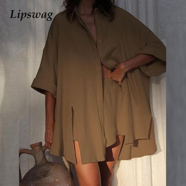 women's tracksuits lady two piece suits summer single button half sleeve shirts blouse + short high waist elegant loose 2 outfits, Gray
women's tracksuits lady two piece suits summer single button half sleeve shirts blouse + short high waist elegant loose 2 outfits, Gray