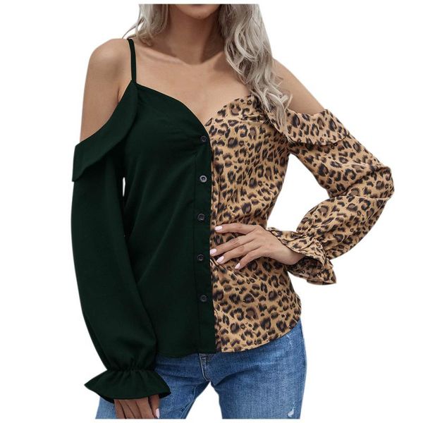 women's blouses & shirts 2021 elegant women spring casual shoulder leopard printing patchwork button long sleeve shirt clothing, White
women's blouses & shirts 2021 elegant women spring casual shoulder leopard printing patchwork button long sleeve shirt clothing, White