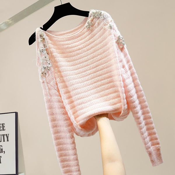 women's sweaters sequin sweater beaded diamond off-shoulder fashion all-match knitted women fall winter knit pullovers, White;black
women's sweaters sequin sweater beaded diamond off-shoulder fashion all-match knitted women fall winter knit pullovers, White;black