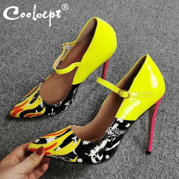 dress shoes coolcept women pumps fashion pointed toe metal buckle thin high heels colorful print footwear size 35-47, Black
dress shoes coolcept women pumps fashion pointed toe metal buckle thin high heels colorful print footwear size 35-47, Black