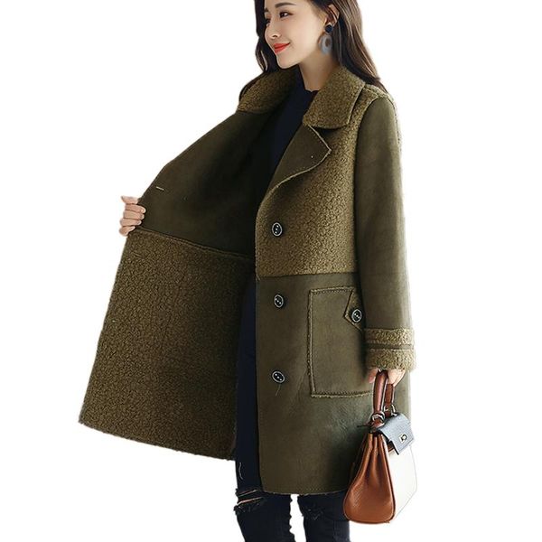 women's trench coats armygreen lambswool long coat suede winter women 2021 warm thick double breasted patchwork plus size windbreaker, Tan;black
women's trench coats armygreen lambswool long coat suede winter women 2021 warm thick double breasted patchwork plus size windbreaker, Tan;black