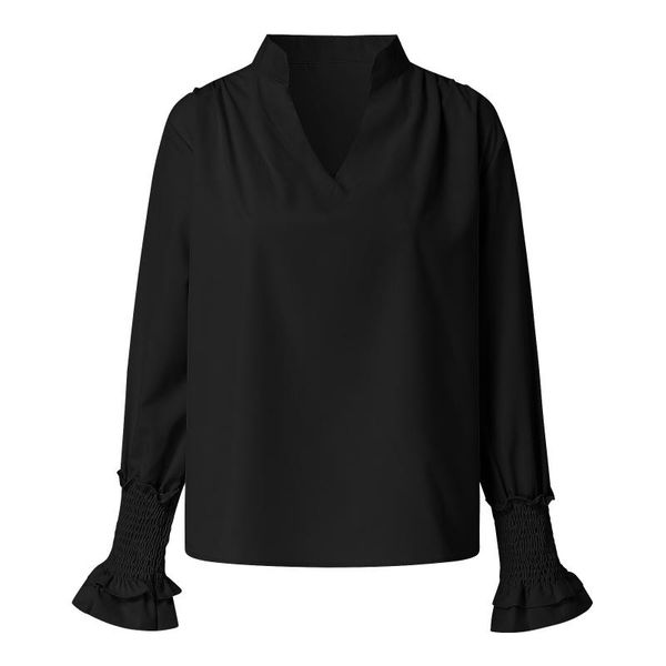 women's blouses & shirts solid color tightened cuffs v-neck roll-up sleeve casual work, White
women's blouses & shirts solid color tightened cuffs v-neck roll-up sleeve casual work, White