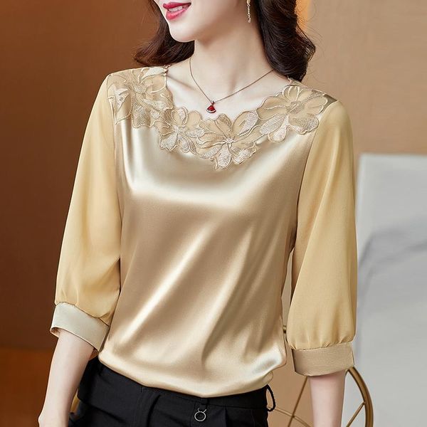 women's blouses & shirts korean stitching embroidery satin shirt blouse fashion spring 2021 3/4 sleeve lace women clothing plus size, White
women's blouses & shirts korean stitching embroidery satin shirt blouse fashion spring 2021 3/4 sleeve lace women clothing plus size, White