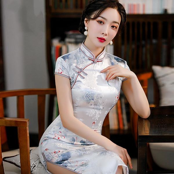 ethnic clothing cheongsam fashion chinese style vintage floral printing slim long dresses summer satin split fork elegant maxi party dress, Red
ethnic clothing cheongsam fashion chinese style vintage floral printing slim long dresses summer satin split fork elegant maxi party dress, Red