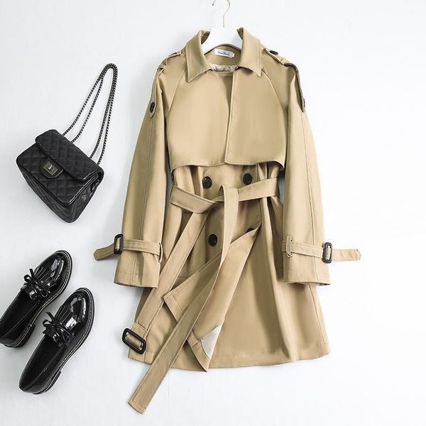 women's trench coats female khaki windbreaker autumn winter korean version of the british style loose coat mid-length belt jacket, Tan;black
women's trench coats female khaki windbreaker autumn winter korean version of the british style loose coat mid-length belt jacket, Tan;black