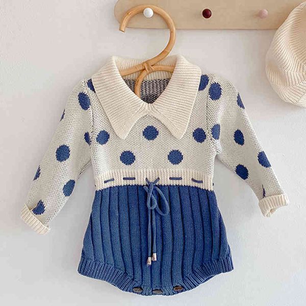 born infant baby girls dot knit rompers clothing spring autumn kids girl long sleeve clothes 210429, Blue
born infant baby girls dot knit rompers clothing spring autumn kids girl long sleeve clothes 210429, Blue