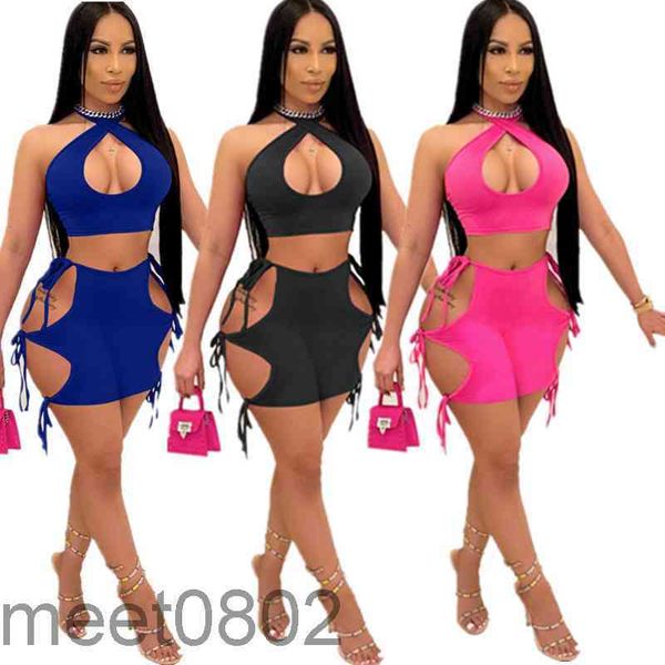 two piece pants 2021 summer new women's nightclub strappy halter two-piece sets designer solid color hollow out sleeveless vest shorts, White
two piece pants 2021 summer new women's nightclub strappy halter two-piece sets designer solid color hollow out sleeveless vest shorts, White