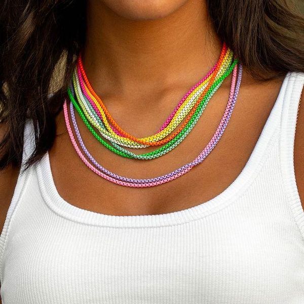 chains 2021 trend colorful box chain women necklace width 2.5mm fashion for party jewelry gift, Silver
chains 2021 trend colorful box chain women necklace width 2.5mm fashion for party jewelry gift, Silver