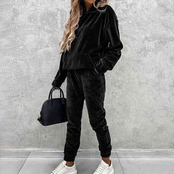 women tracksuit solid color pockets velvet blouse lady long sleeve hoodie pants sports suit vetement femme, White
women tracksuit solid color pockets velvet blouse lady long sleeve hoodie pants sports suit vetement femme, White
