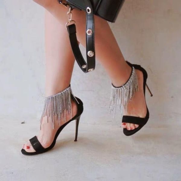 dress shoes 2021 open toe sandals, women's shoes, rhinestones, high heels, and versatile, Black
dress shoes 2021 open toe sandals, women's shoes, rhinestones, high heels, and versatile, Black
