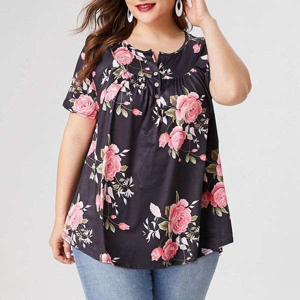 women's blouses & shirts plus size blouse women casual foral printing short sleeves loose tee oversize o-neck shirt pullover daily xl-, White
women's blouses & shirts plus size blouse women casual foral printing short sleeves loose tee oversize o-neck shirt pullover daily xl-, White