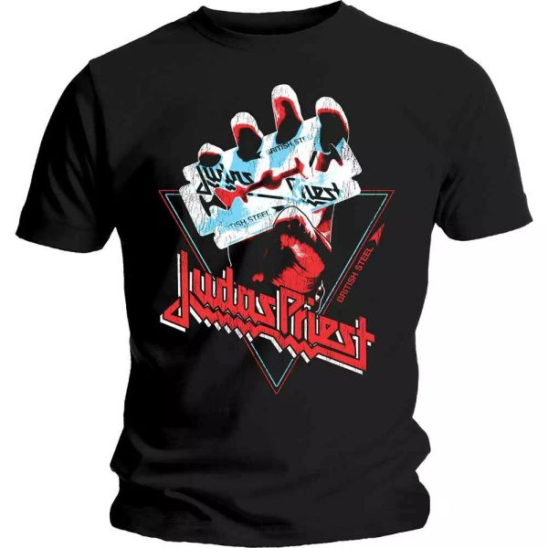 official judas priest t shirt british steel triangle black classic rock metal, White;black
official judas priest t shirt british steel triangle black classic rock metal, White;black