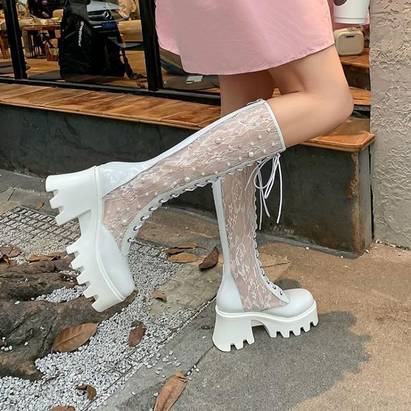 boots spring summer lace platform fashion high waterproof stitching design trendy dress up women's shoes, Black
boots spring summer lace platform fashion high waterproof stitching design trendy dress up women's shoes, Black