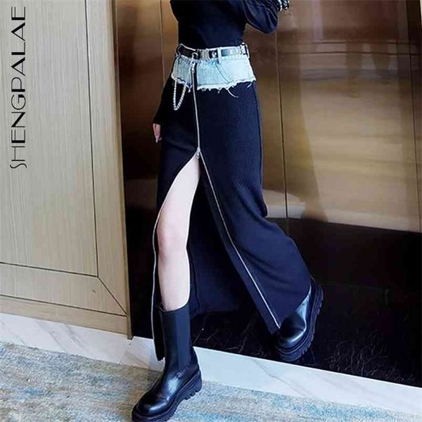 denim patchwork zipper skirt women's high waist knitting slim fit mid-calf with split female 5b451 210427, Black
denim patchwork zipper skirt women's high waist knitting slim fit mid-calf with split female 5b451 210427, Black