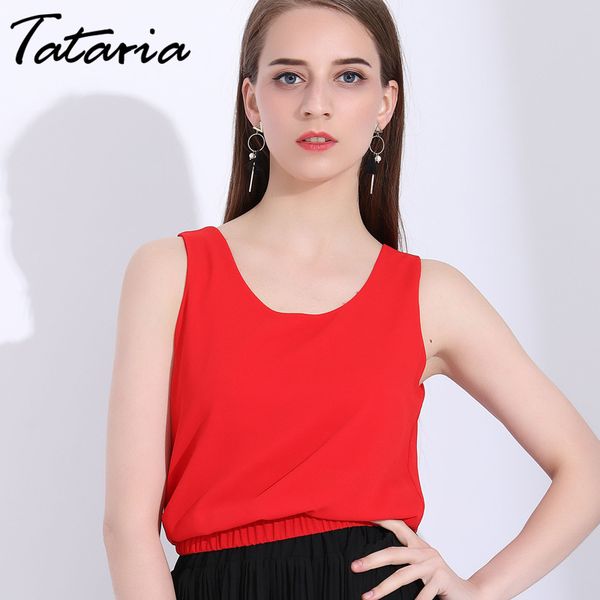 tataria women blouses elegant sleeveless short ladies summer chiffon shirt vintage feminine 210514, White
tataria women blouses elegant sleeveless short ladies summer chiffon shirt vintage feminine 210514, White